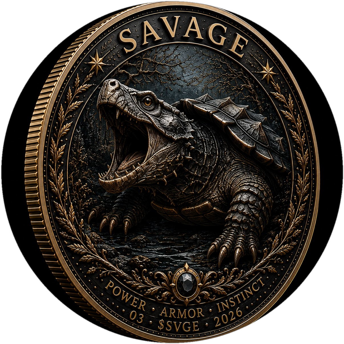 SAVAGE coin angled